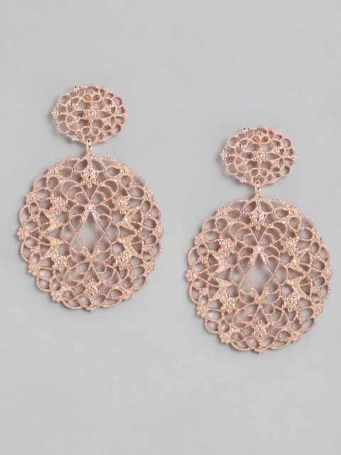 

Forever New Rose Gold Teardrop Shaped Drop Filigree Earrings