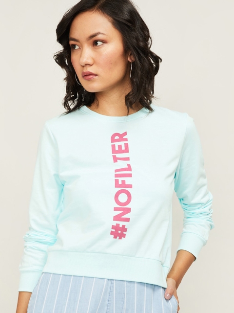 Ginger by Lifestyle Women Blue Printed Sweatshirt