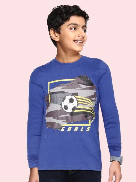 

Marks Spencer Boys Blue Printed Pure Cotton T-shirt