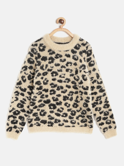 

Marks & Spencer Girls Beige & Black Animal Pullover with Fuzzy Detail