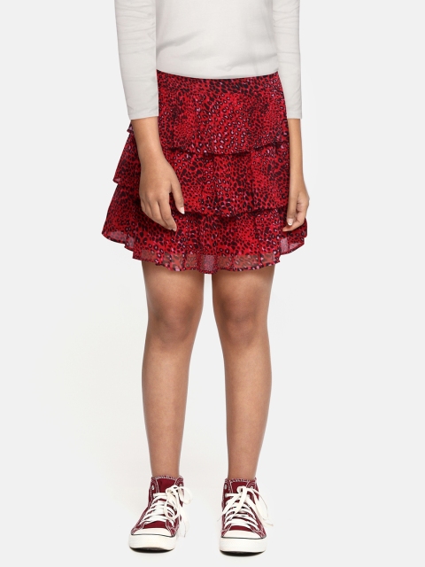 

Marks & Spencer Girls Red & Black Printed Midi Skirt