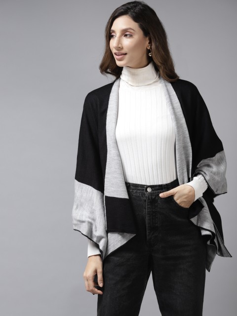 

Cayman Women Black Solid Poncho