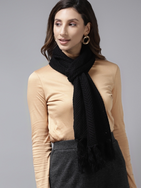 

Cayman Women Black Woven Design Winter Stole