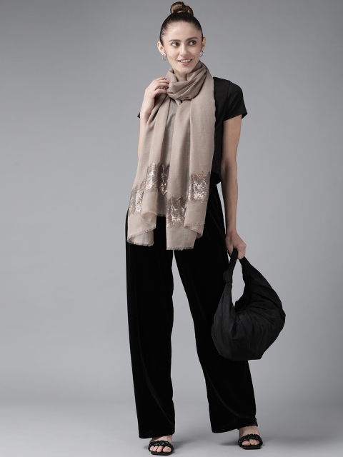 

Cayman Women Taupe Woven Design Stole