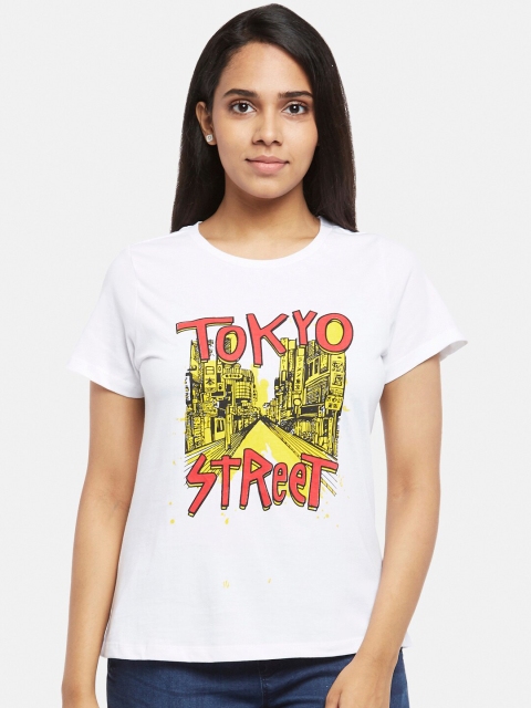 

Honey by Pantaloons Women White Graphic Printed T-shirt