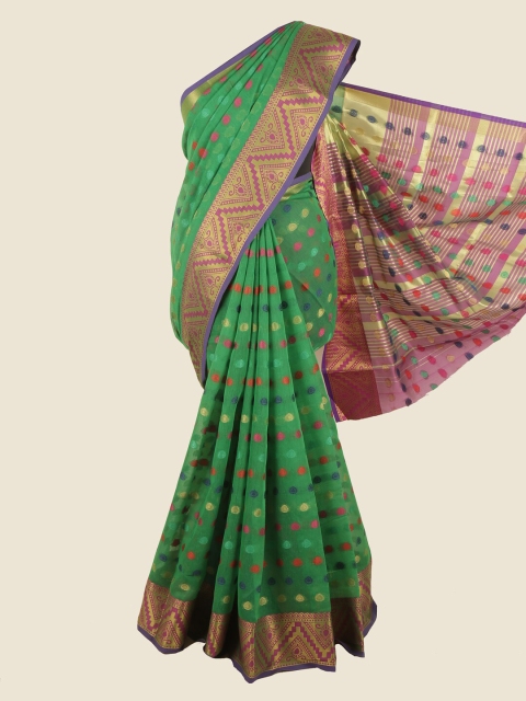 

Pothys Green & Pink Woven Design Zari Saree