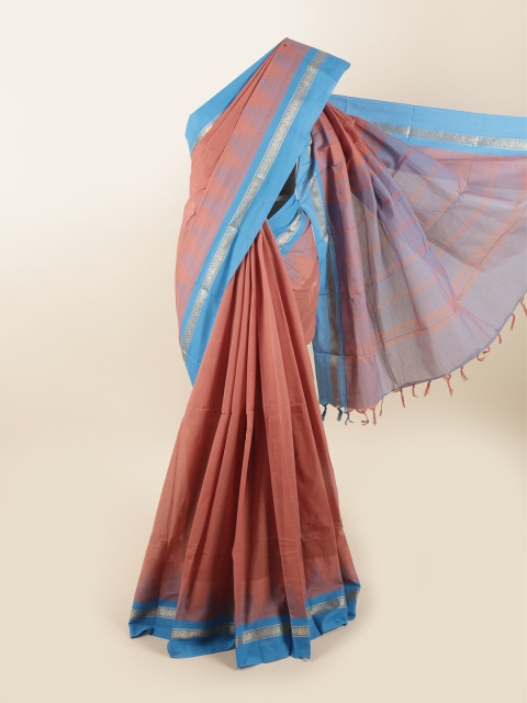 

Pothys Mauve & Blue Woven Design Pure Cotton Saree