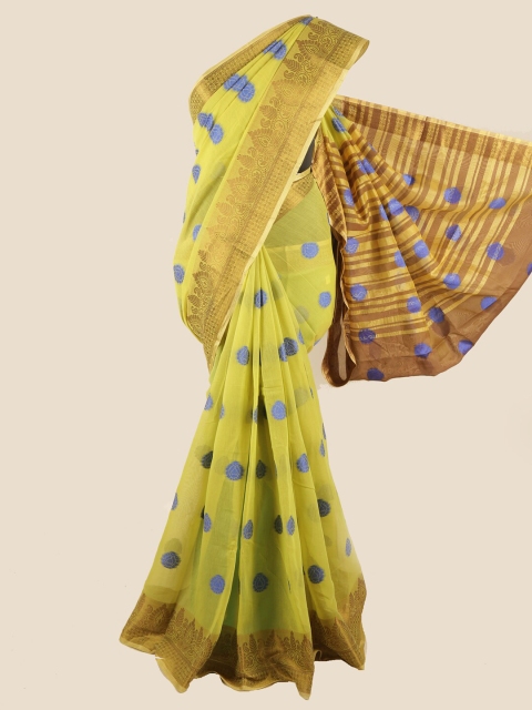 

Pothys Green & Brown Ethnic Motifs Chanderi Saree