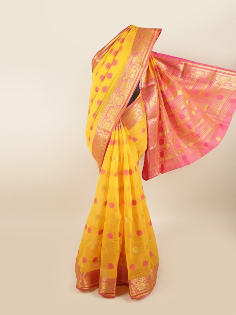 

Pothys Yellow & Magenta Chanderi Saree