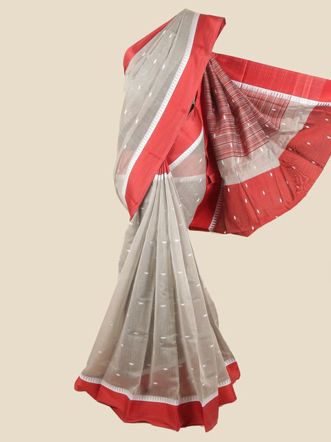 

Pothys Grey & White Woven Design Chanderi Saree
