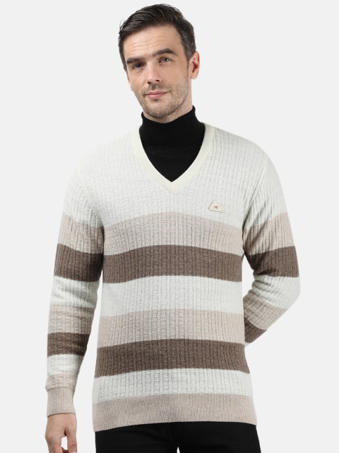

Monte Carlo Men Beige & Brown Striped Wool Pullover Sweater