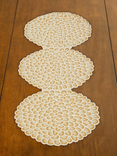 

Home Centre Gold & Beige Patterned Cotton Table Runners