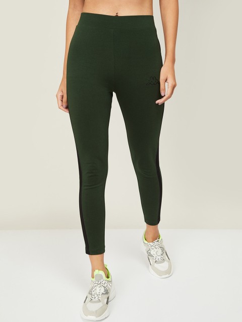 

Kappa Women Green & Black Solid Tights
