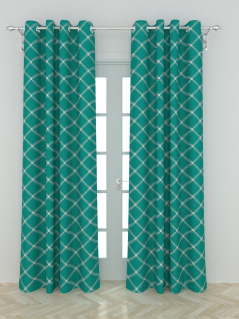 

Home Centre Blue & White Set of 2 Geometric Black Out Door Curtain