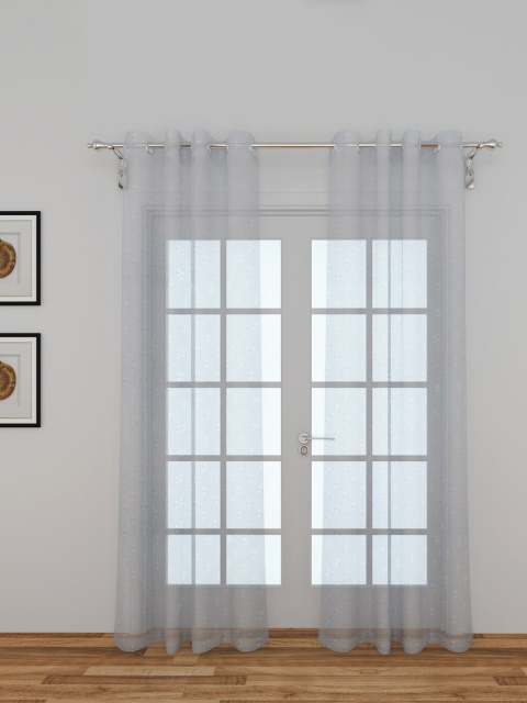 

Home Centre White Set of 2 Embroidered Sheer Door Curtain