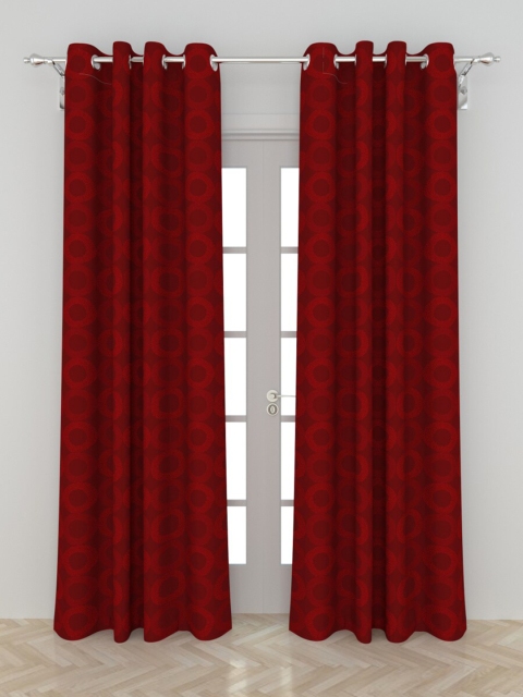

Home Centre Red Set of 2 Geometric Black Out Door Curtain