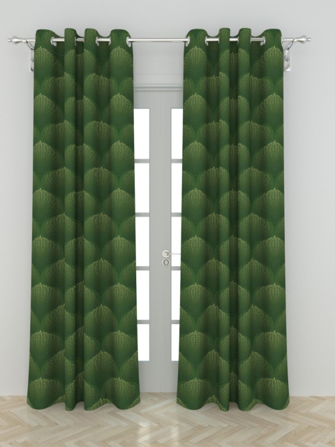 

Home Centre Green Set of 2 Floral Black Out Door Curtain