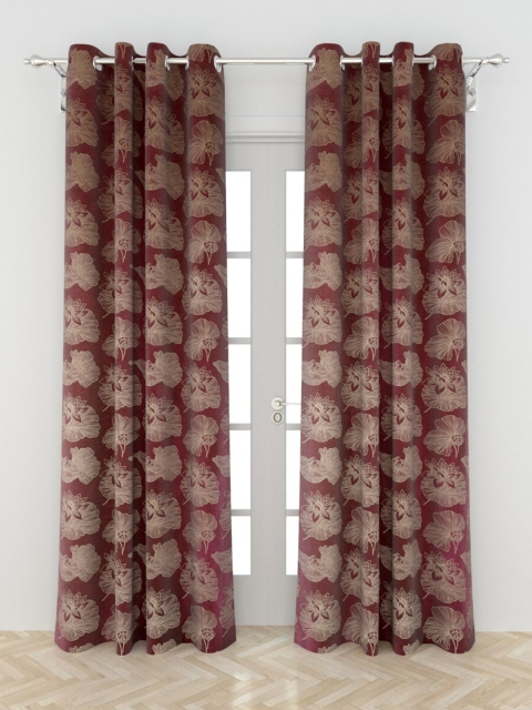

Home Centre Maroon Set of 2 Floral Door Curtain
