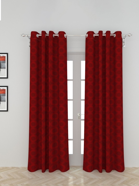 

Home Centre Red Set of 2 Geometric Black Out Door Curtain