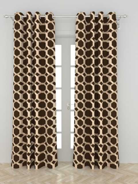 

Home Centre Brown & Beige Set of 2 Geometric Black Out Door Curtain