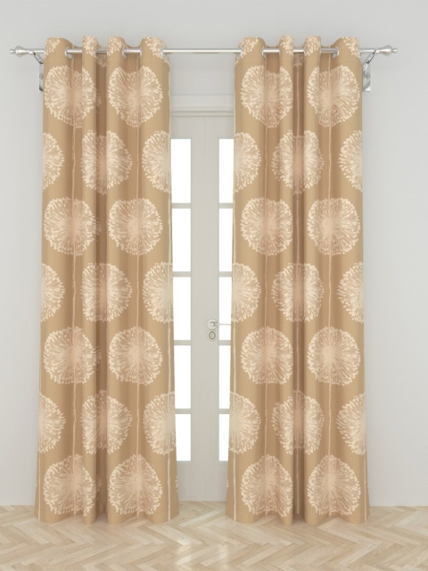 

Home Centre Beige Set of 2 Floral Black Out Door Curtain