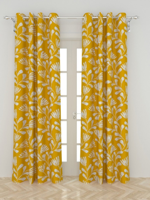 

Home Centre Yellow & White Set of 2 Floral Black Out Door Curtain