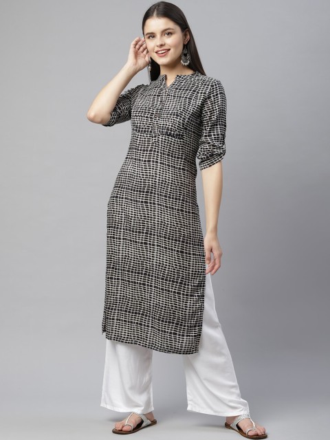 

HERE&NOW Women Black Printed Kurta