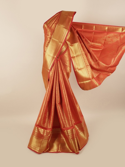 

Pothys Red & Gold-Toned Woven Design Zari Silk Blend Saree