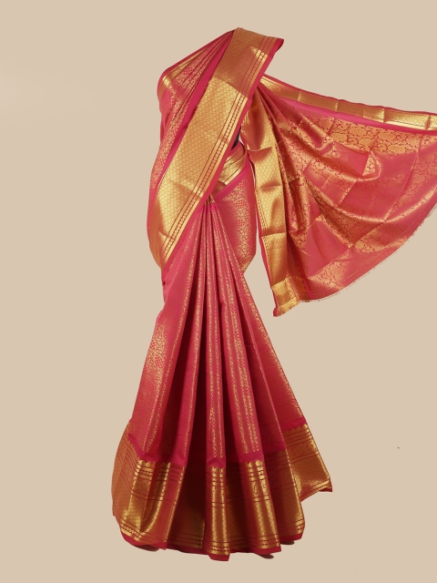 

Pothys Pink & Gold-Toned Woven Design Zari Silk Blend Saree