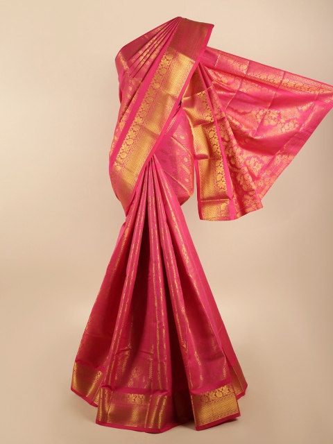 

Pothys Red & Gold-Toned Woven Design Zari Silk Blend Saree