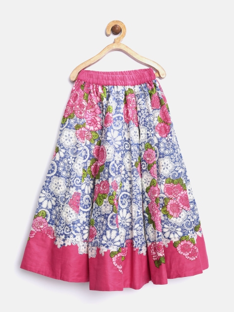 

Biba Girls Pink & Blue Floral Print Flared Maxi Skirt
