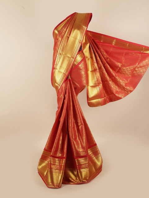 

Pothys Red & Gold-Toned Woven Design Zari Silk Blend Saree