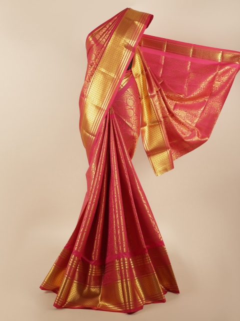 

Pothys Pink & Gold-Coloured Paisley Zari Silk Blend Saree
