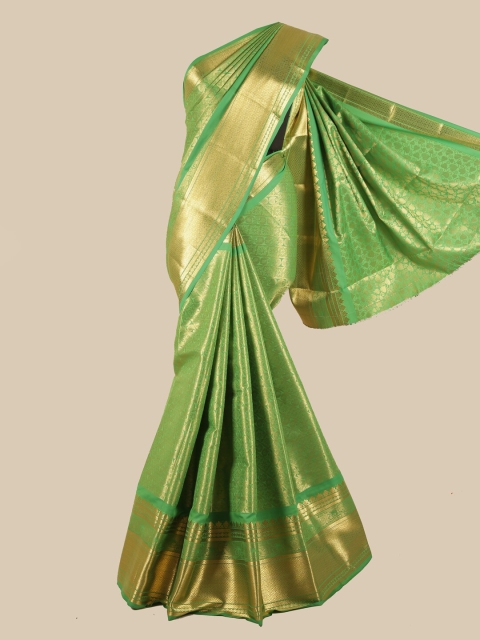 

Pothys Green & Gold-Coloured Paisley Zari Silk Blend Saree