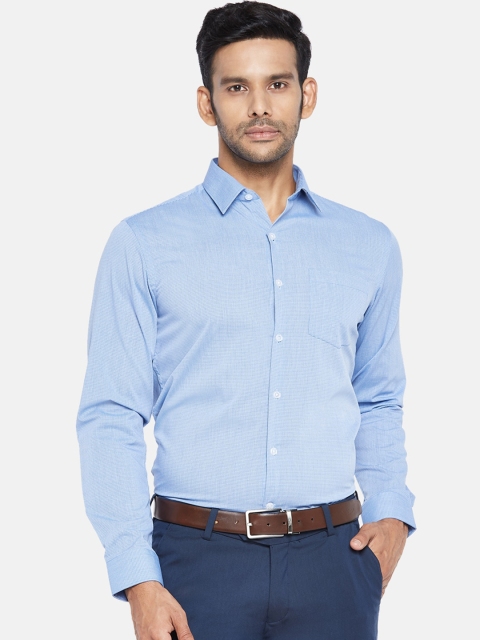 

BYFORD by Pantaloons Men Blue Slim Fit Opaque Micro Checked Formal Shirt