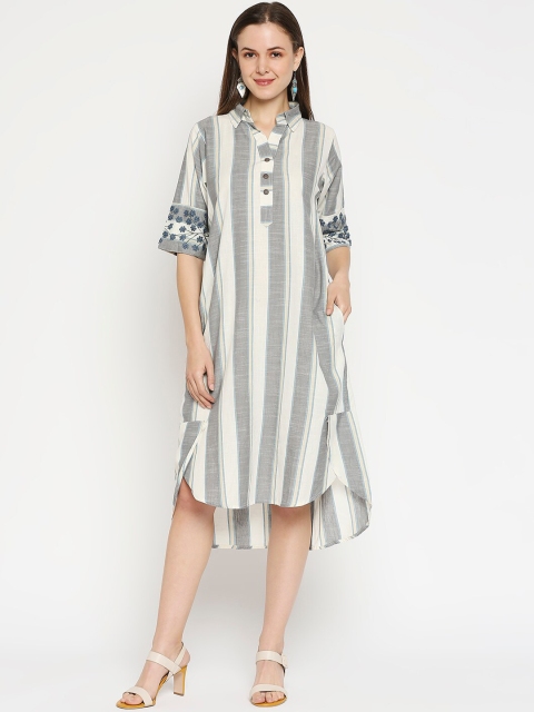 

Kuber Studio Women White Striped Shirt Dress