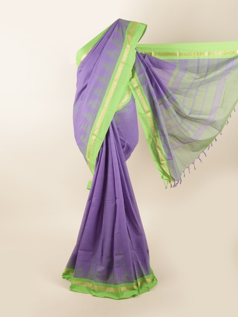 

Pothys Violet & Green Woven Design Zari Pure Cotton Saree