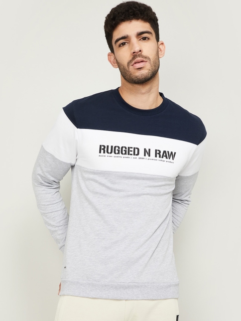 

Forca Men Grey & White Colourblocked Cotton Pullover Sweatshirt