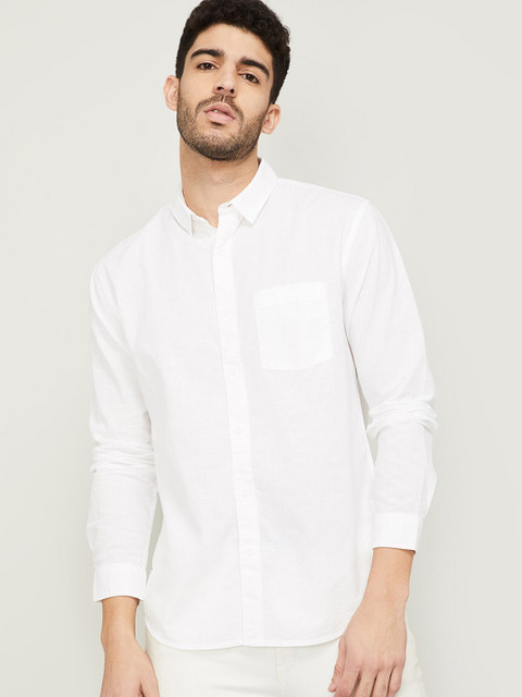 

Forca by Lifestyle Men White Opaque Cotton Casual Shirt
