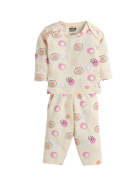 

AMUL Kandyfloss Kids Cream Graphic Night suits