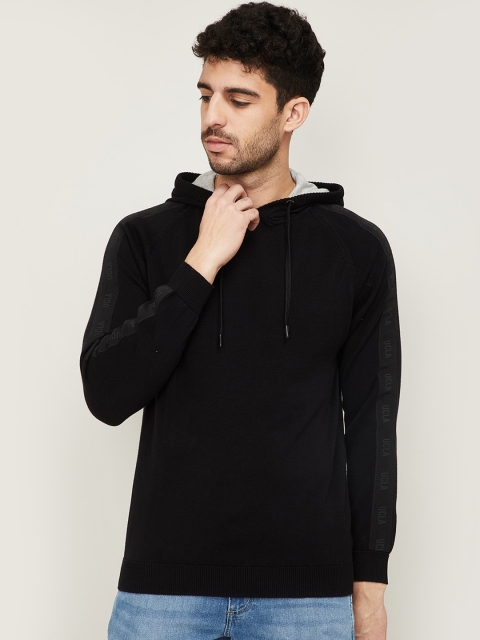 

UCLA Men Black Raglan Sleeves Hooded Pullover Sweatshirt