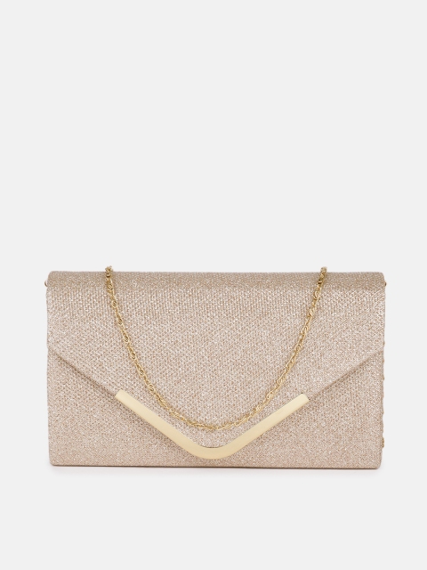 

DressBerry Gold-Toned Shimmer Embellished Envelope Clutch