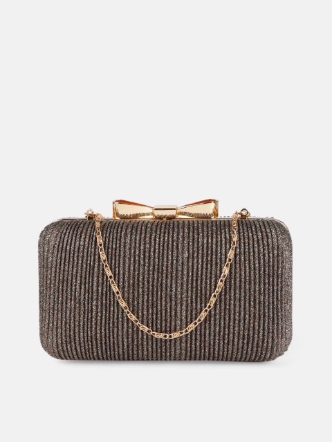 

DressBerry Champagne & Gold-Toned Embellished Box Clutch