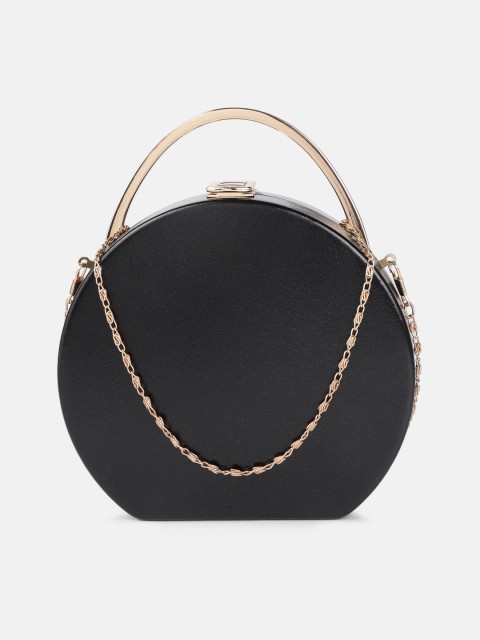 

DressBerry Black Solid Box Clutch with Chain Strap
