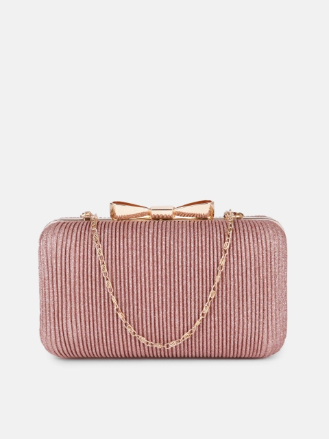 

DressBerry Women Pink Textured Box Clutch