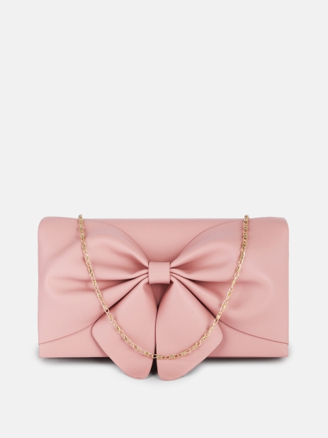 

DressBerry Women Pink Solid Bow Detail Foldover Clutch