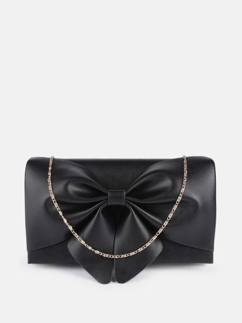 

DressBerry Black Solid Bow Detail Purse Clutch