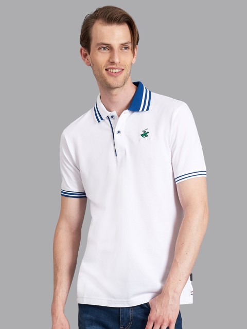 

Beverly Hills Polo Club Men White Solid Polo Collar T-shirt