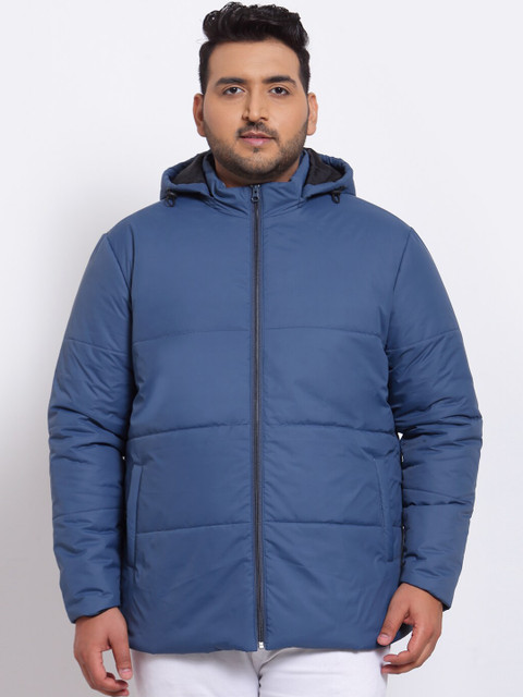 

plusS Men Blue Fleece Padded Jacket