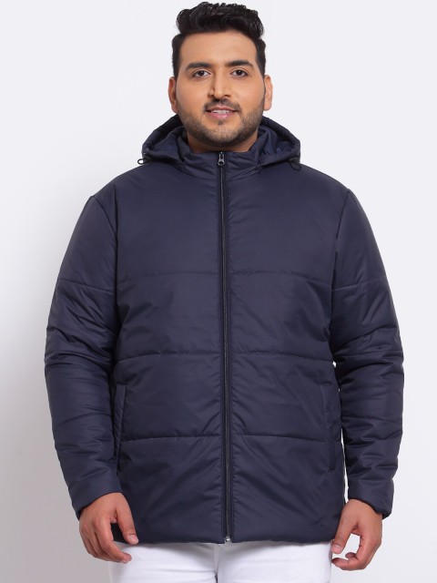 

plusS Men Navy Blue Fleece Padded Jacket